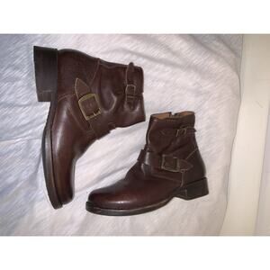 Frye Vicky 3470541 Women's Brown Leather Zip Side Moto Ankle Boots Size US 7 B